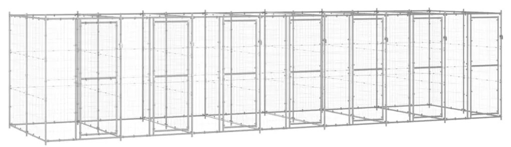 vidaXL Κλουβί Σκύλου Εξωτερικού Χώρου 16,94 μ² από Γαλβανισμένο Χάλυβα