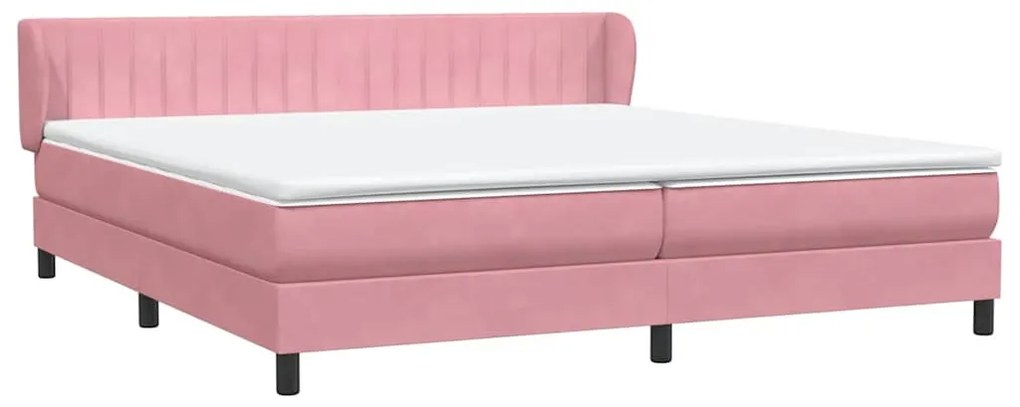 vidaXL Box Spring κρεβάτι με στρώματα ροζ 180x210 cm Βελούδινο