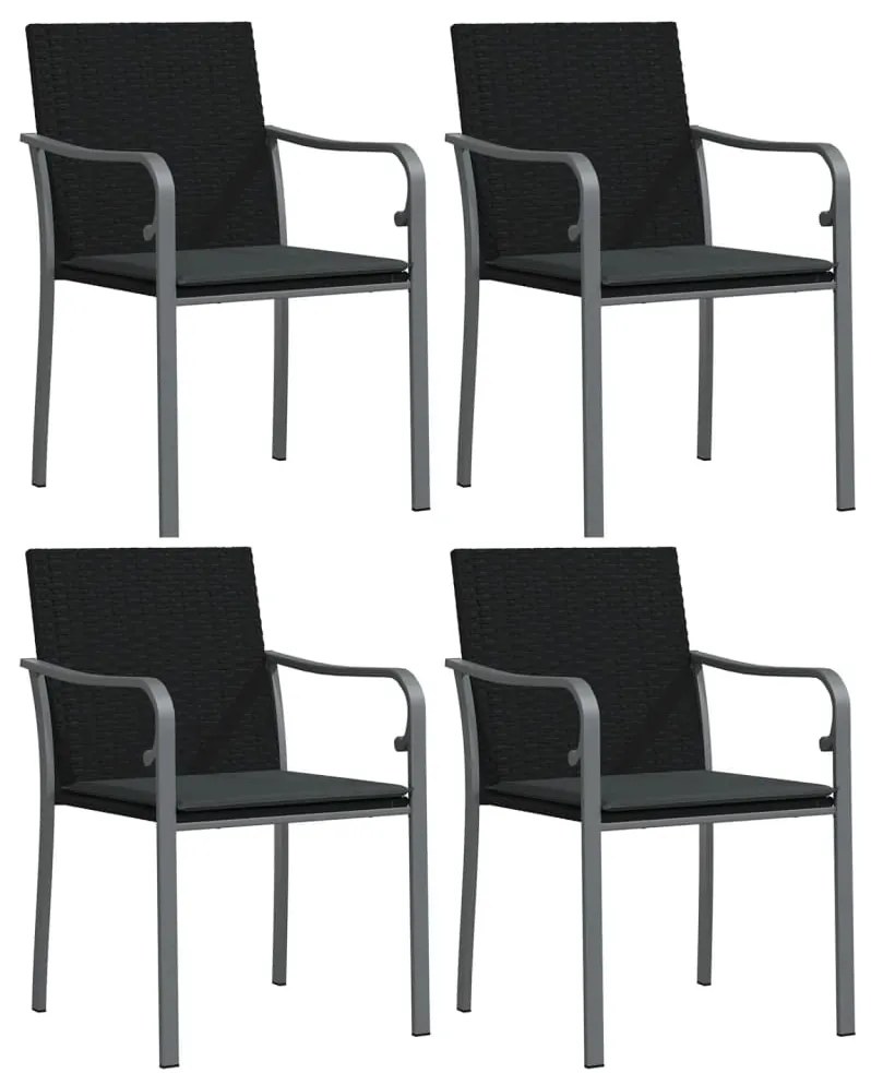 vidaXL Σετ Τραπεζαρίας Κήπου 5 τεμ. Συνθ. Ρατάν / Ατσάλι με Μαξιλάρια