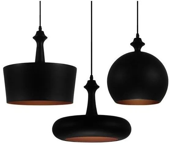 Σετ 3 Κρεμαστά Φωτιστικά Οροφής Μαύρα GloboStar ROCKFORD 01287-1287-Μαύρο 01287