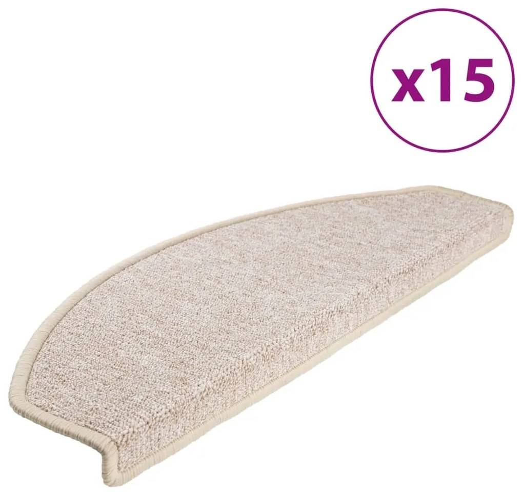 vidaXL Πατάκια Σκάλας 15 τεμ. Χρώμα Taupe 65 x 24 x 4 εκ.