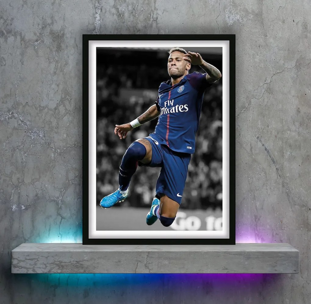 Πόστερ &amp; Κάδρο Neymar Jr. SC029 40x50cm Μαύρο Ξύλινο Κάδρο (με πόστερ)