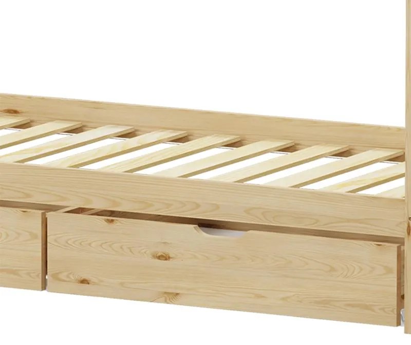 Κρεβάτι παιδικό Mellin τύπου Montessori με 2 συρτάρια ξύλο φυσικό 90x190 εκ. 90x190x140 εκ.