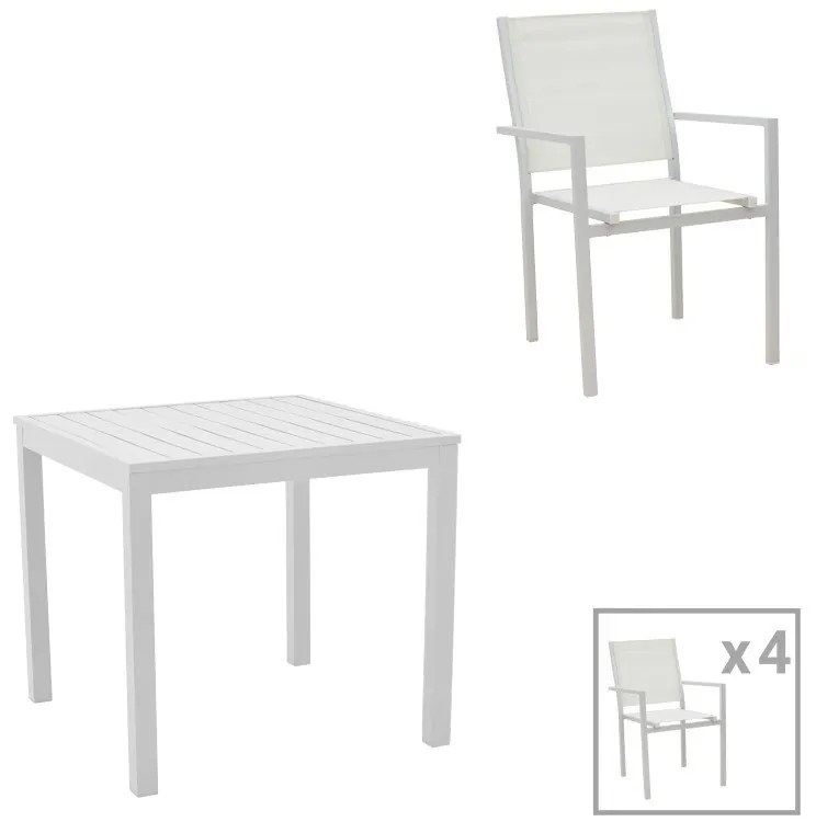 Τραπεζαρία Κήπου Zacreta-Kliton 200-000806 (Σετ 5Τμχ) White 5 Θέσεων