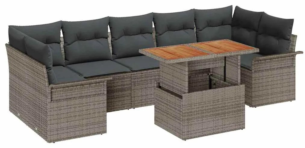 vidaXL Σετ Καναπέ Κήπου με μαξιλάρι 8 pcs Γκρι 100 x 55 x 73 εκ
