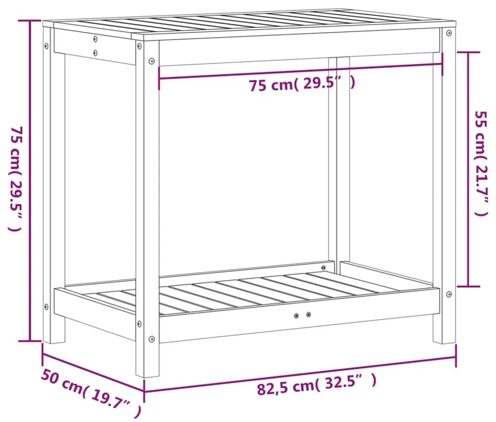 Τραπέζι Κηπουρικής με Ράφι 82,5x50x75 εκ. Εμποτ. Ξύλο Πεύκου - Καφέ