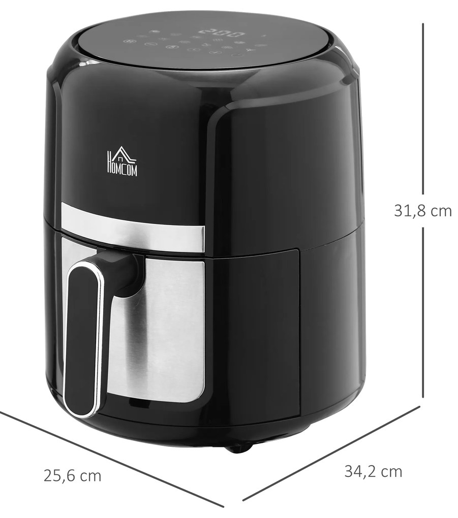 Φριτέζα αέρος HOMCOM 4L, 12 προγράμματα, 80-200° C Θερμοκρασία, Αντικολλητική επίστρωση, Μαύρο