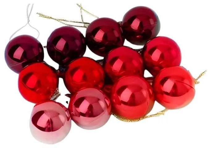 Σετ Χριστουγεννιάτικες μπάλες - 8cm - 12pcs - 326048 - Red-326048_RED