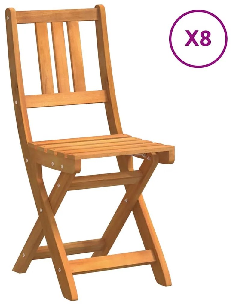 vidaXL 8 πτυσσόμενες καρέκλες κήπου  36x46x86 εκ. από στερεό ξύλο ακακίας