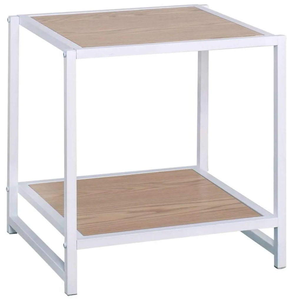 Κομοδίνο ATOS Μεταλ.Άσπρο/Mdf Φυσικό 48x44x50cm