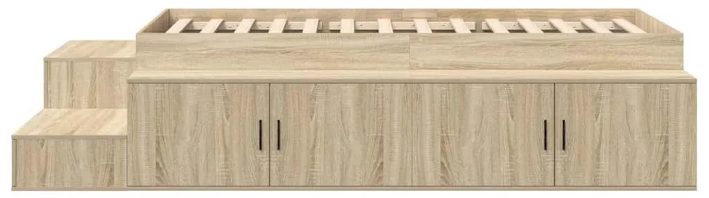 vidaXL Κρεβάτι με αποθηκευτικό χώρο Δρύς Sonoma 244 x 118 x 53.5 εκ.