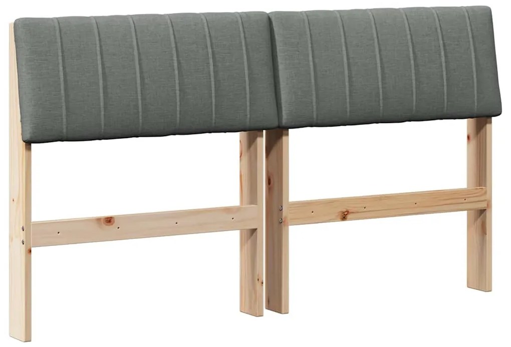 vidaXL Ταπετσαρισμένο κεφαλάρι Σκούρο Γκρι 140 cm Στερεά ξυλεία πεύκου