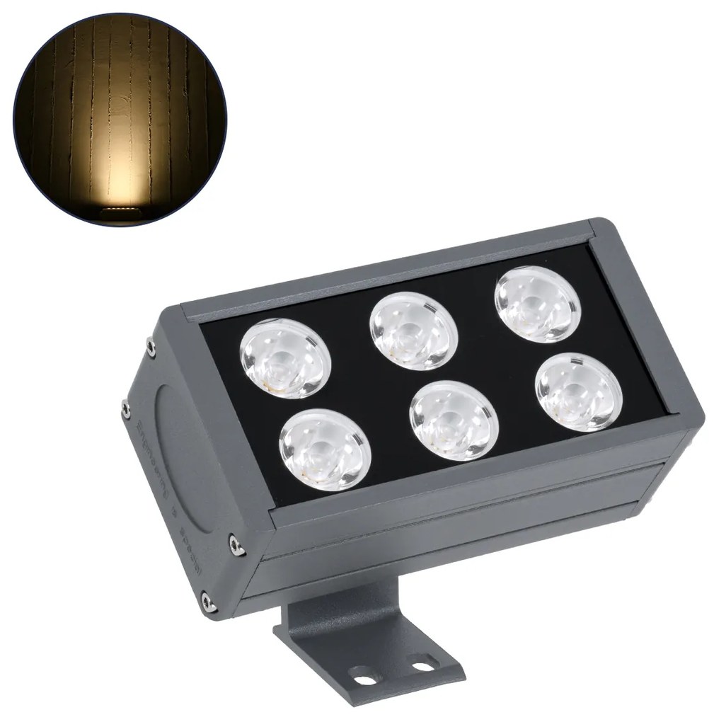 GloboStar FLOOD-DANY 90375 Προβολέας Wall Washer για Φωτισμό Κτιρίων LED 24W 2160lm 5° DC 24V Αδιάβροχο IP65 L16 x W9.5 x H7.5cm Θερμό Λευκό 3000K - Γκρι Ανθρακί - 3 Years Warranty - 90375