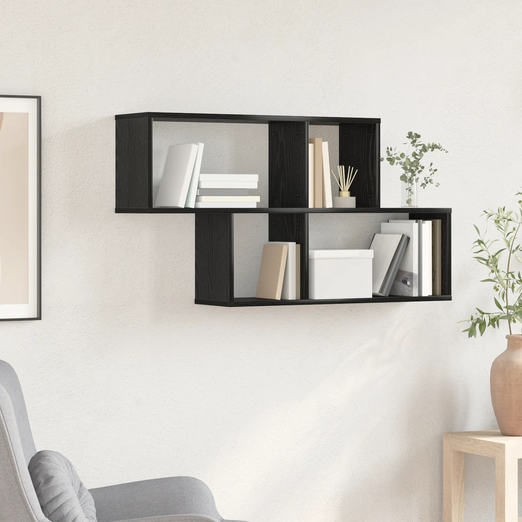 vidaXL Ράφι Τοίχου Μαύρη Δρυς 100x20x53 εκ. Επεξεργασμένο Ξύλο