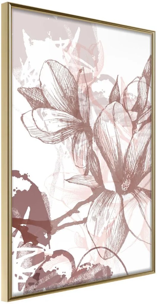 Αφίσα - Drawn Flower - 40x60 - Χρυσό - Χωρίς πασπαρτού