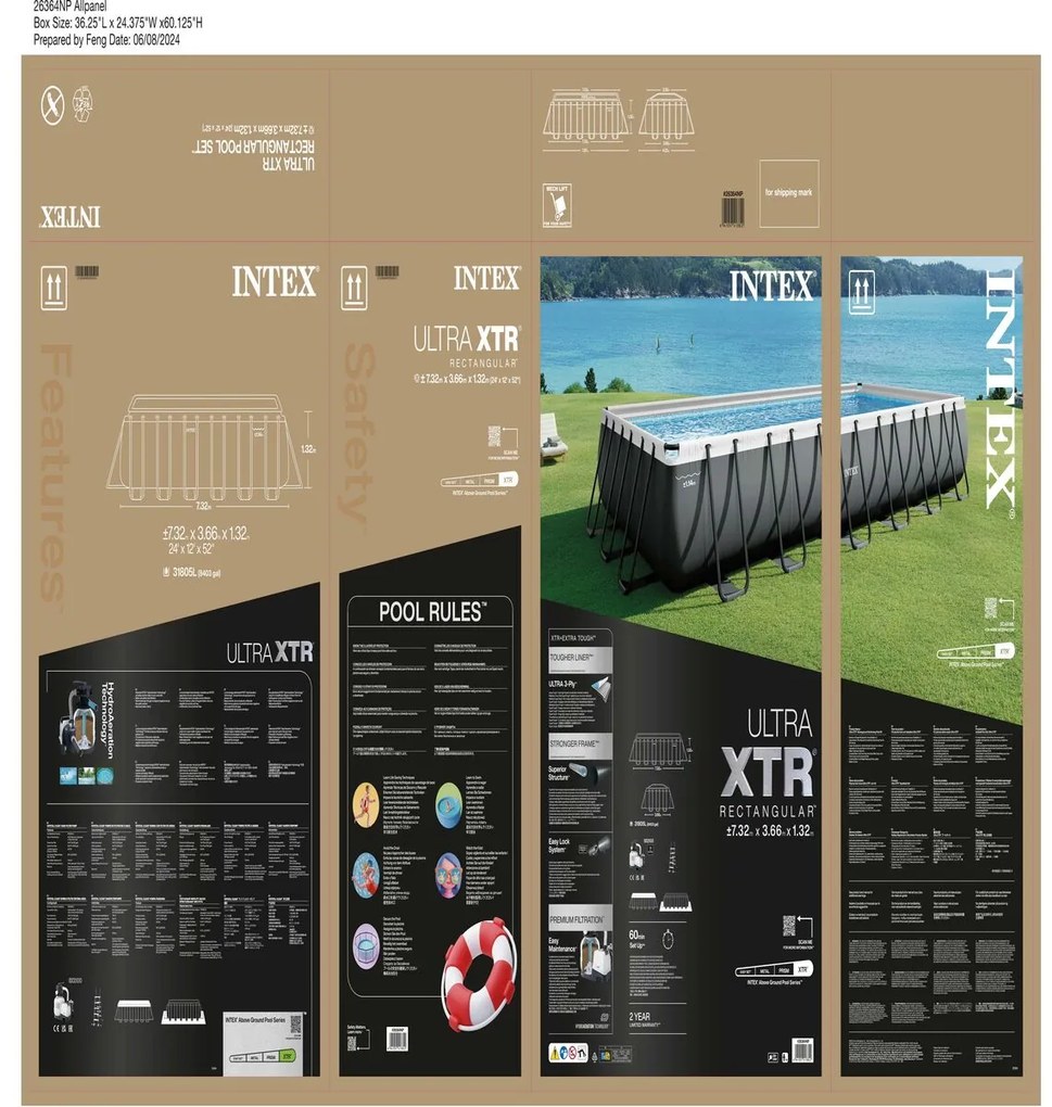 Πισίνα Αποσπώμενο Intex 732 x 132 x 366 cm