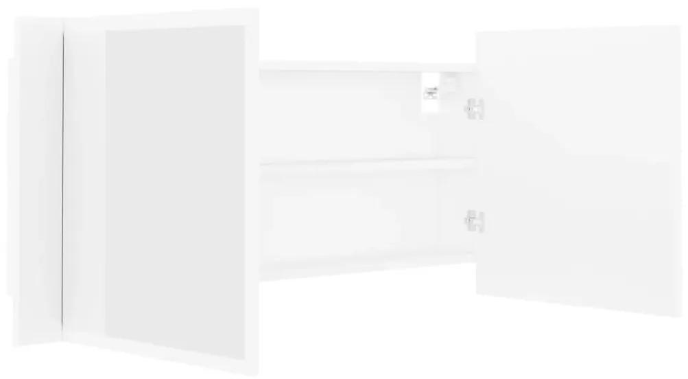 Καθρέφτης Μπάνιου με Ντουλάπι LED Λευκός 100x12x45 εκ Ακρυλικός - Λευκό