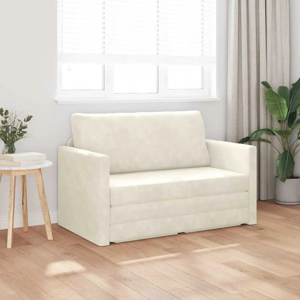vidaXL Κρεβάτι καναπές Κρεμ 124 x 204 x 61 εκ Βελούδο