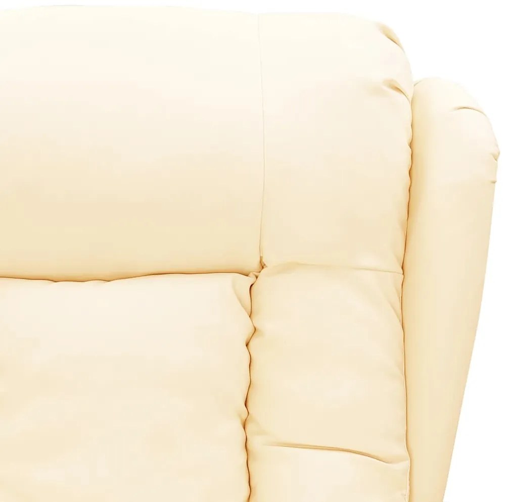 vidaXL Πολυθρόνα Μασάζ με Ανύψωση Κρεμ Συνθετικό Δέρμα