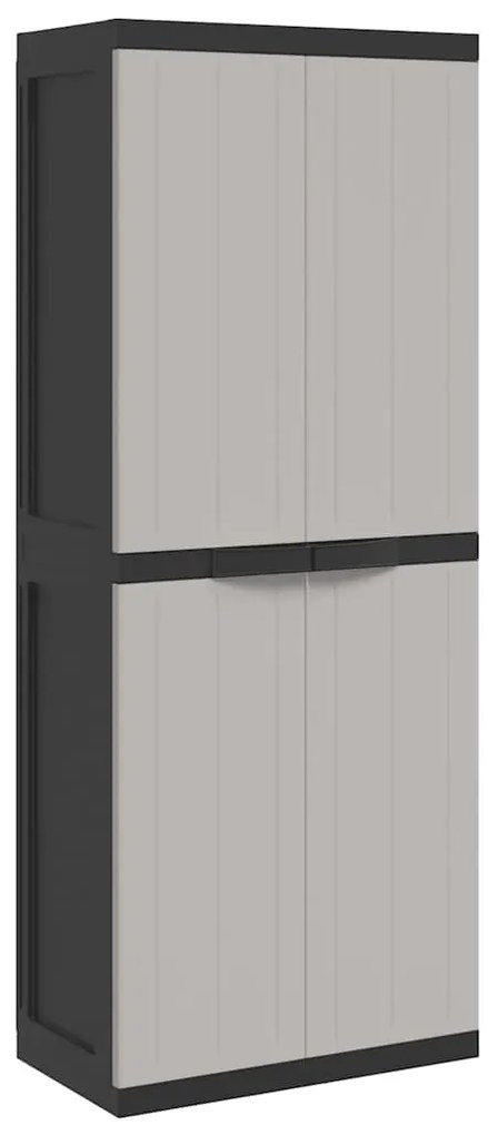vidaXL Ντουλάπι Αποθ. Εξ. Χώρου Γκρι/Μαύρο 65x37x165εκ. Πολυπροπυλένιο