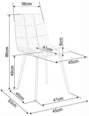 Επενδυμένη καρέκλα ύφασμια MIla 45x41x86 μαύρο/τιρκουάζ βελούδο DIOMMI MILAVCTU