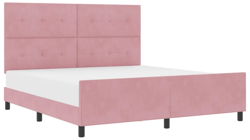 vidaXL Σκελετός Κρεβατιού με κεφαλάρι Ροζ 180 x 200 cm Βελούδο