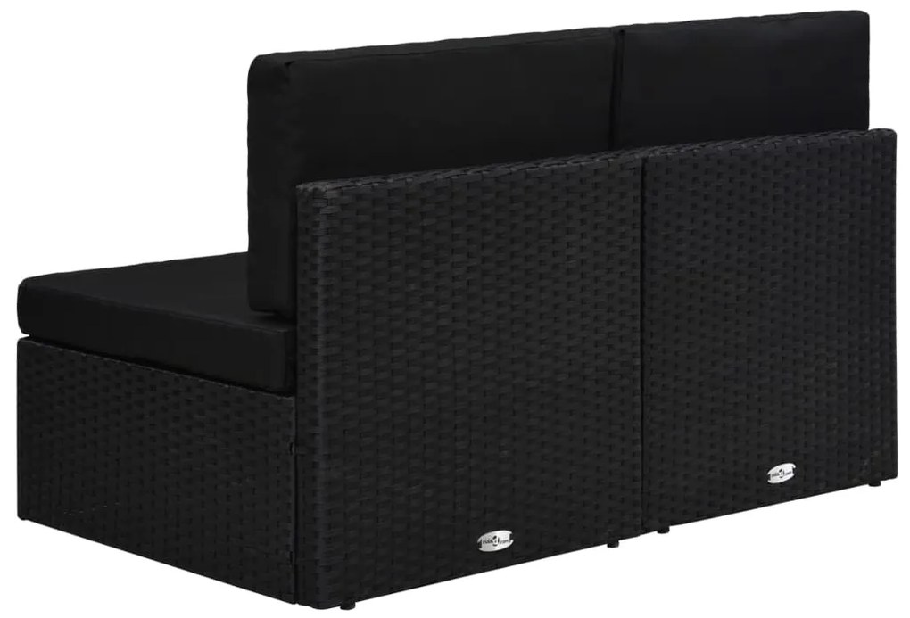 vidaXL Καναπές Αρθρωτός Διθέσιος Μαύρος από Συνθετικό Ρατάν