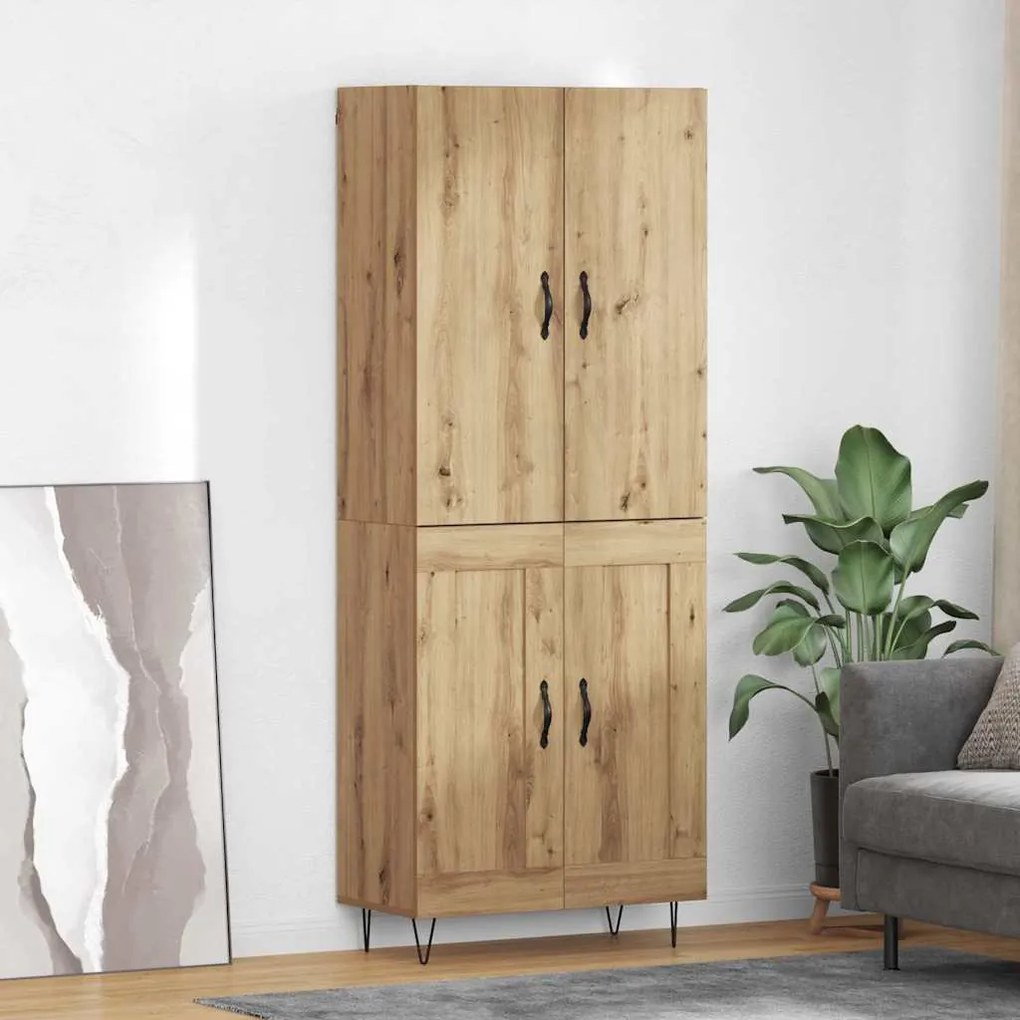 vidaXL Highboard 2 pcs Artisan Oak Μηχανική ξυλεία και γυαλί