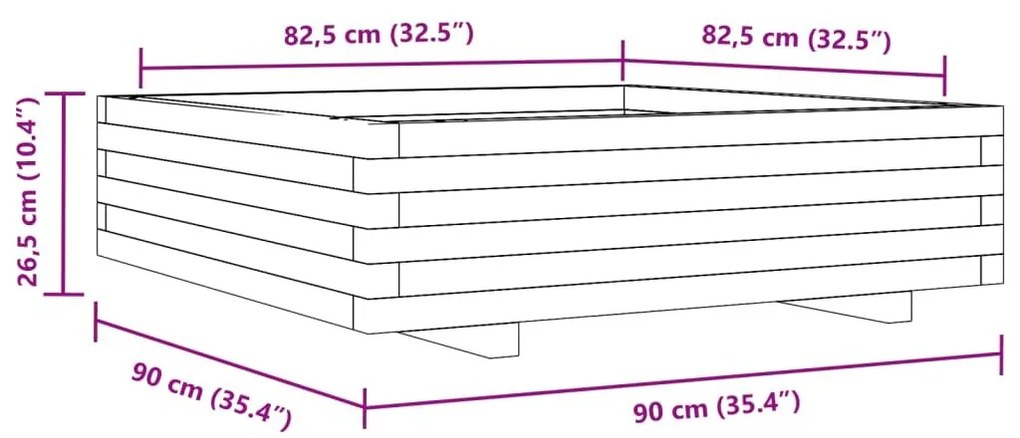 Ζαρντινιέρα Καφέ Κεριού 90x90x26,5 εκ. από Μασίφ Ξύλο Πεύκου - Καφέ