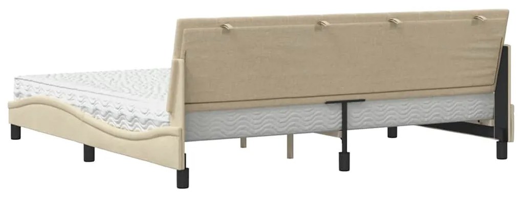 vidaXL Κρεβάτι με Στρώμα Hanko Κρεμ 200x200 εκ. Υφασμάτινο