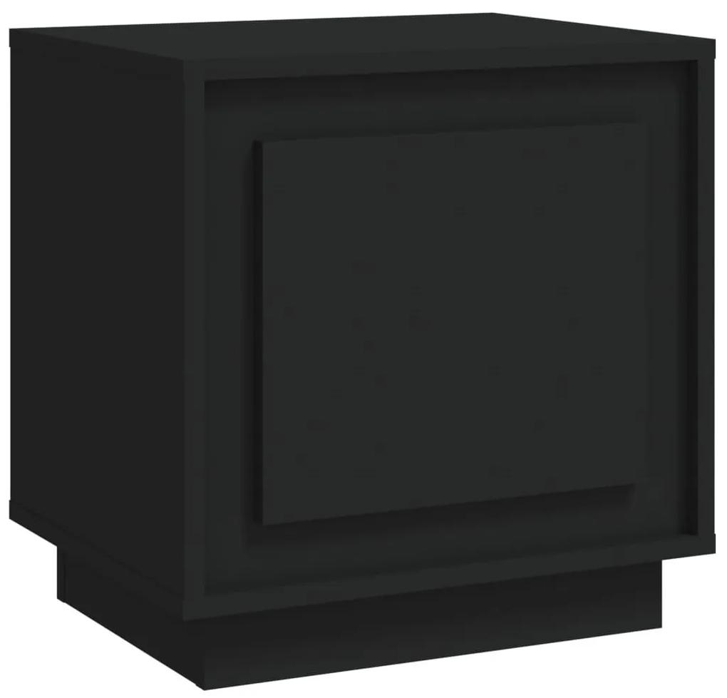 Κομοδίνο Μαύρο 44 x 35 x 45 εκ. από Επεξεργασμένο Ξύλο - Μαύρο