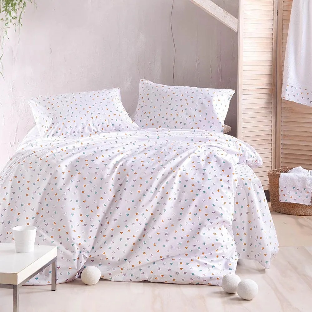 Σεντόνια Tiny Heart (Σετ 4τμχ) White Ρυθμός Υπέρδιπλo 230x270cm 100% Cotton