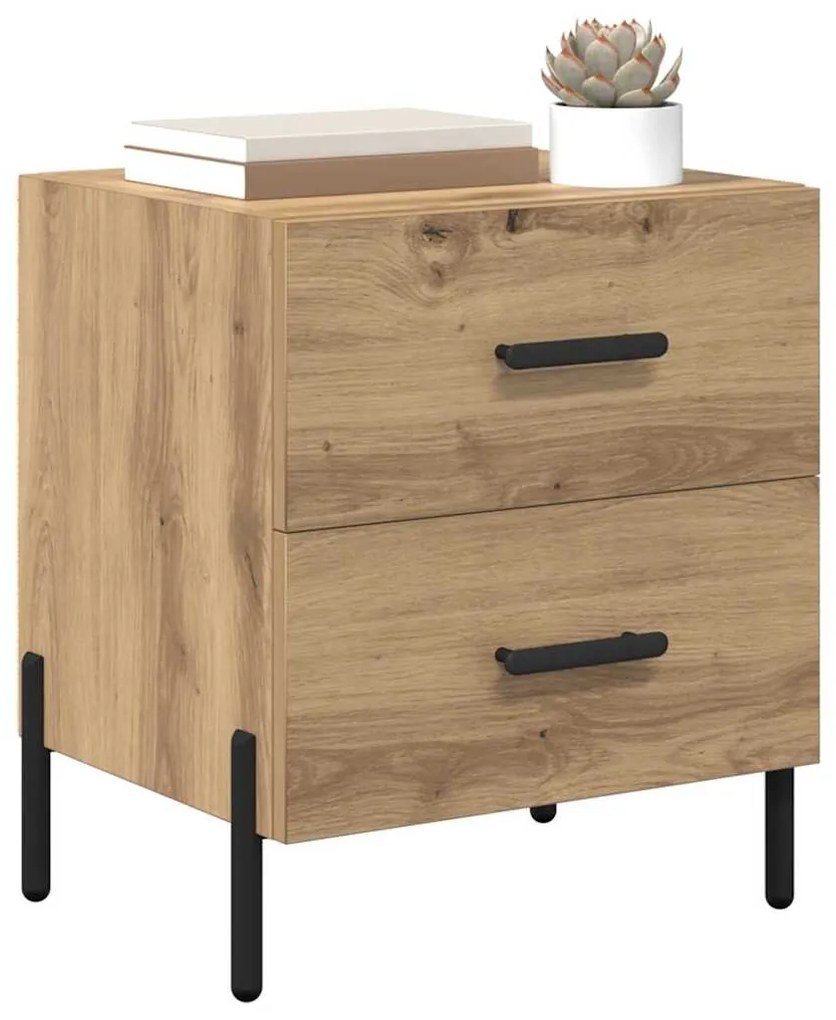 vidaXL Κομοδίνο με συρτάρι 2 pcs artisan δρυς 40 x 35 x 47.5 εκ