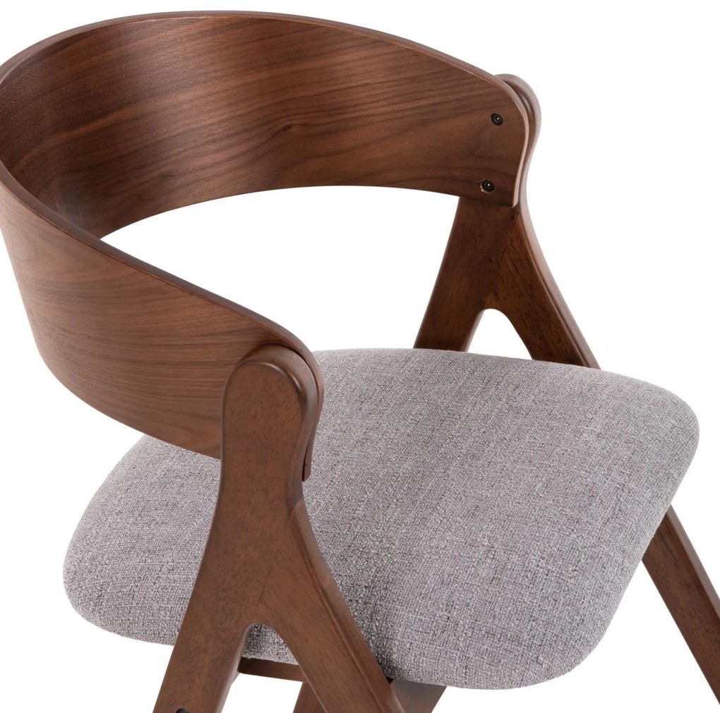 Καρέκλα NEKKER Rubberwood Καρυδί και Γκρί ύφασμα 56x55x78Yεκ. 2αδα 56x55x78 εκ.
