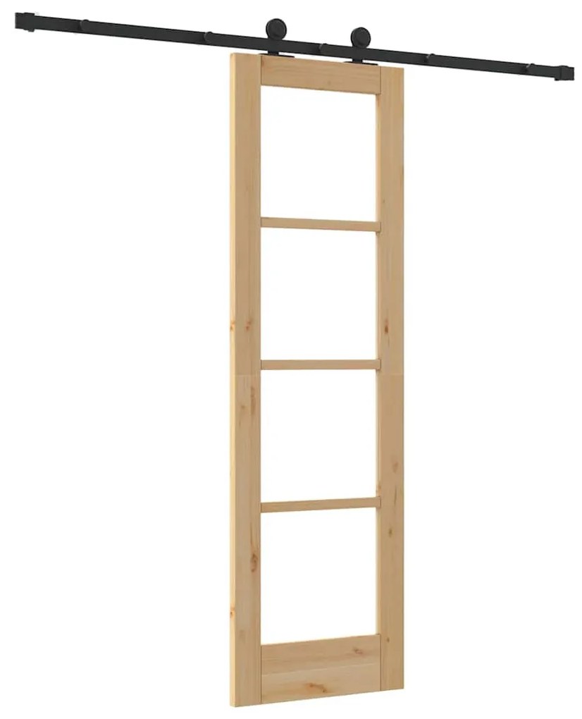 vidaXL Συρόμενη Πόρτα Καφέ 61 x 198.5 εκ. Ξύλο και μέταλλο