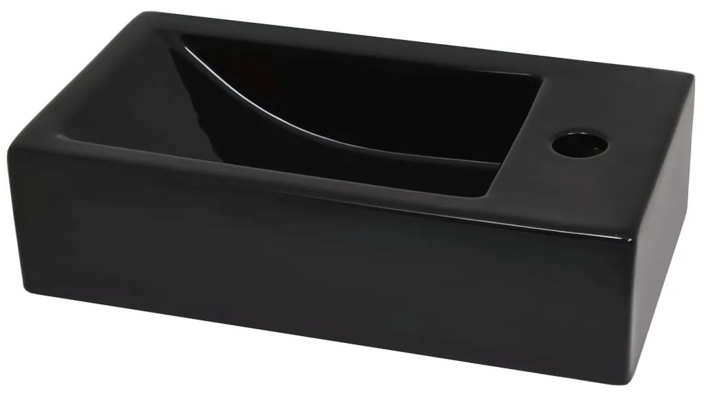 vidaXL Νιπτήρας Ορθογώνιος Οπή Βρύσης Μαύρος 46x25,5x12 εκ. Κεραμικός