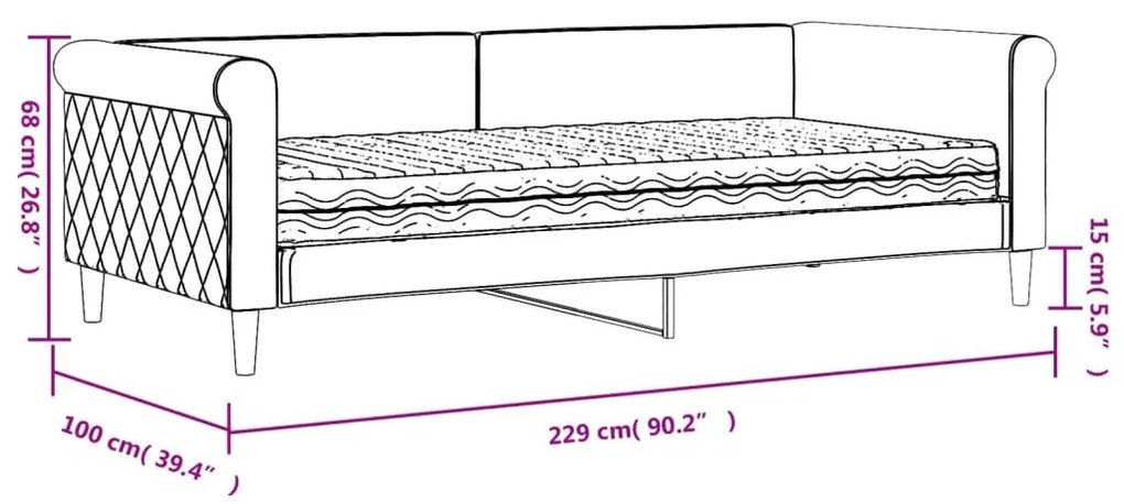 Καναπέ Κρεβάτι με Στρώμα Κίτρινο 90 x 200 εκ. Βελούδινος - Κίτρινο