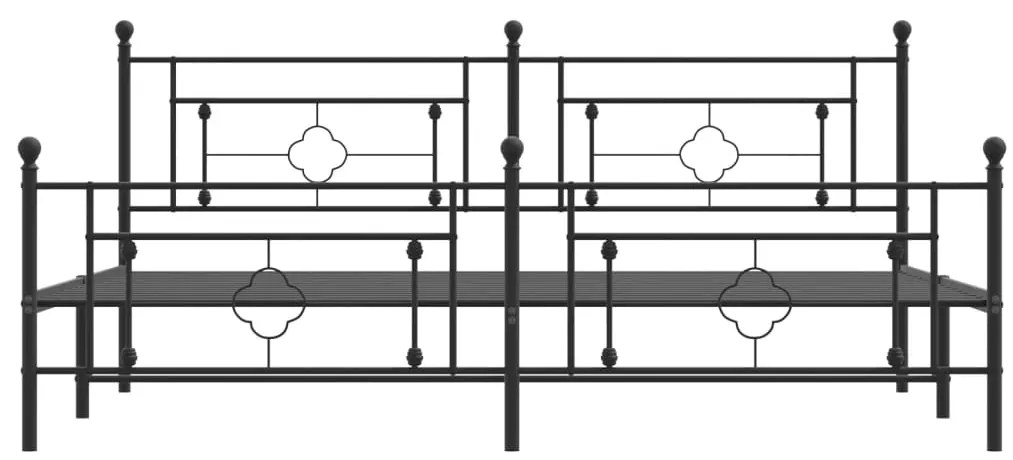 vidaXL Πλαίσιο Κρεβατιού με Κεφαλάρι&Ποδαρικό Μαύρο 193x20 εκ. Μέταλλο