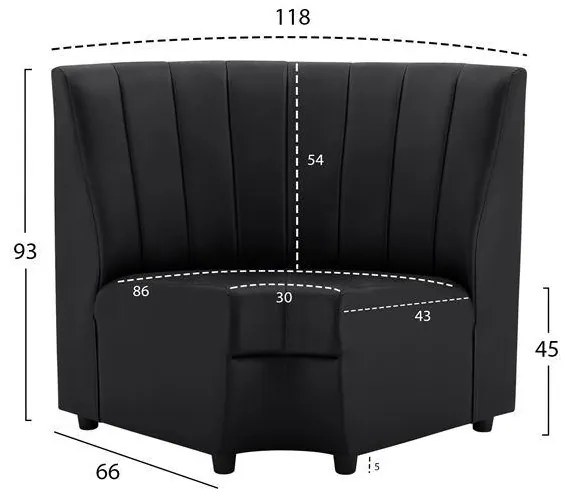 Γωνιακός καναπές LANDON με Τεχνόδερμα PU Μαύρο 118x66x93Υ εκ. 118x66x93 εκ.