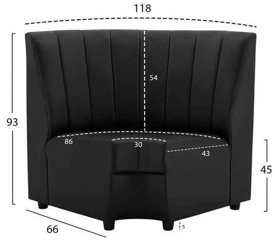 ΚΑΝΑΠΕΣ ΓΩΝΙΑΚΟΣ LANDON  ΑΠΟ ΤΕΧΝΟΔΕΡΜΑ ΜΑΥΡΟ 118x66x93Υ εκ.