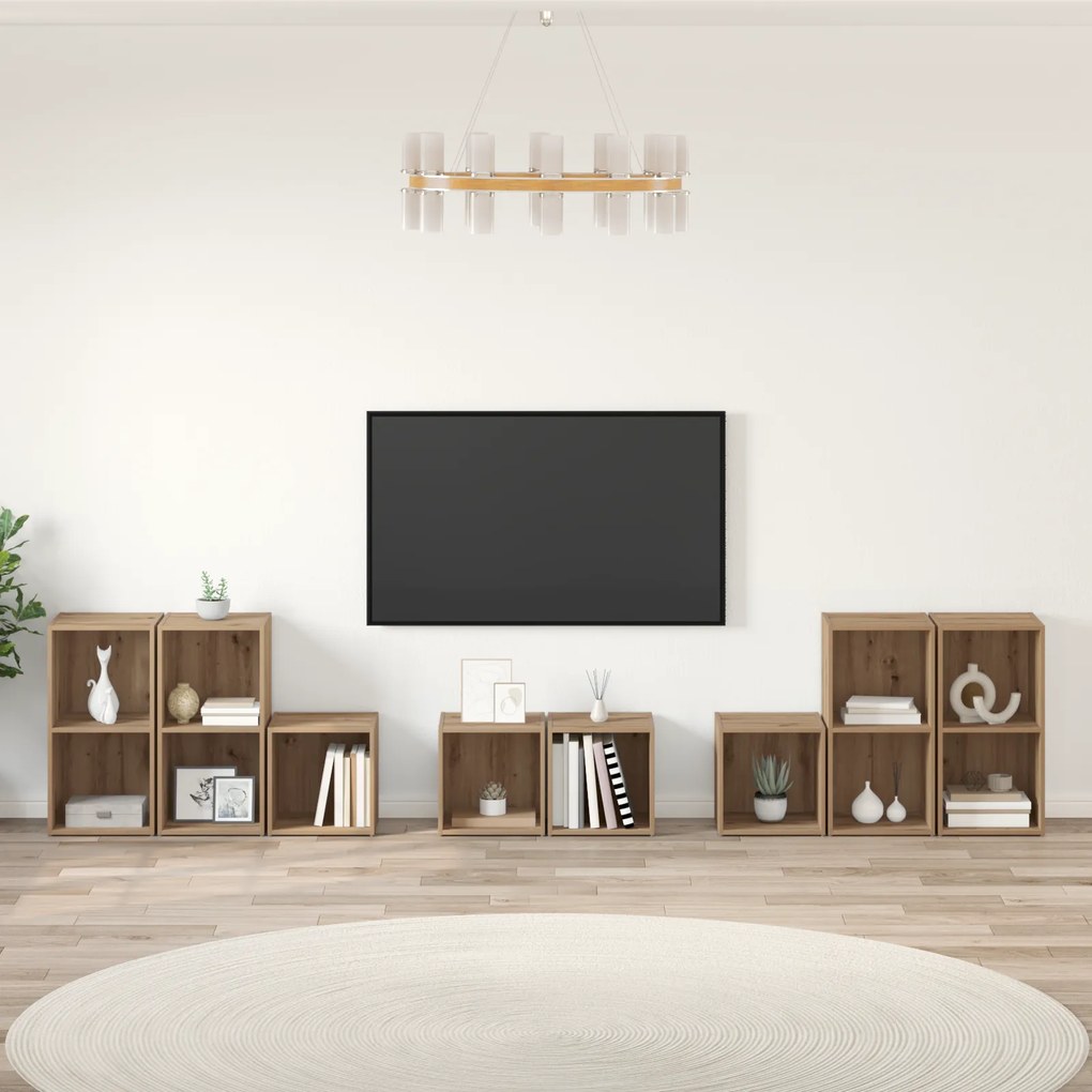 vidaXL με ράφι με αποθήκευση 8 pcs Artisan Oak Επεξεργασμένο ξύλο