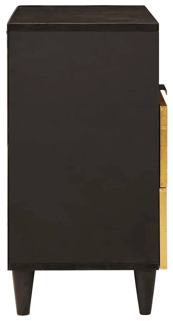 vidaXL Κομοδίνο Μαύρο και Χρυσό 50 x 33 x 60 εκ Μασίφ ξύλο μάνγκο