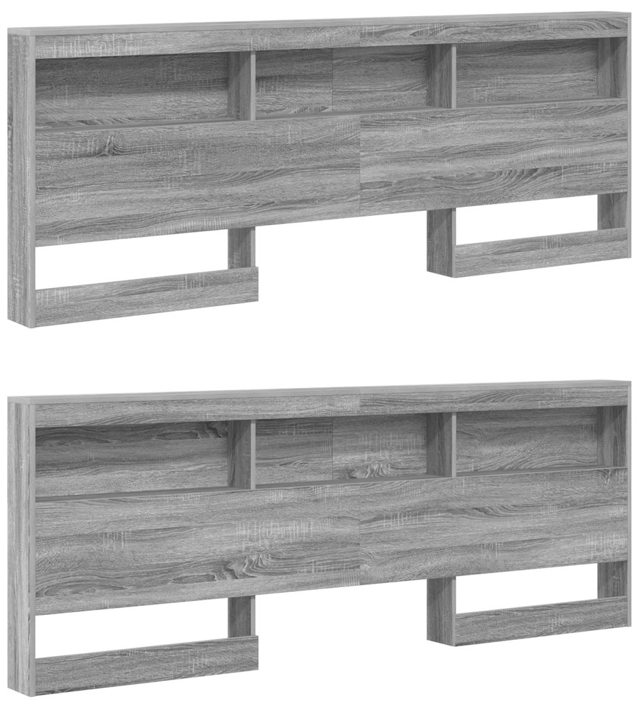 vidaXL Κεφαλάρι Αποθήκης με ράφι Γκρι sonoma 180 cm Επεξεργασμένο ξύλο
