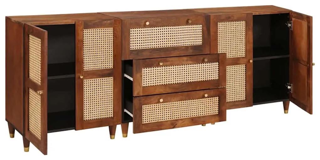 vidaXL Σετ Μπουφέ 3 pcs Καφέ 180 x 33 x 75 εκ. Μασίφ ξύλο μάνγκο