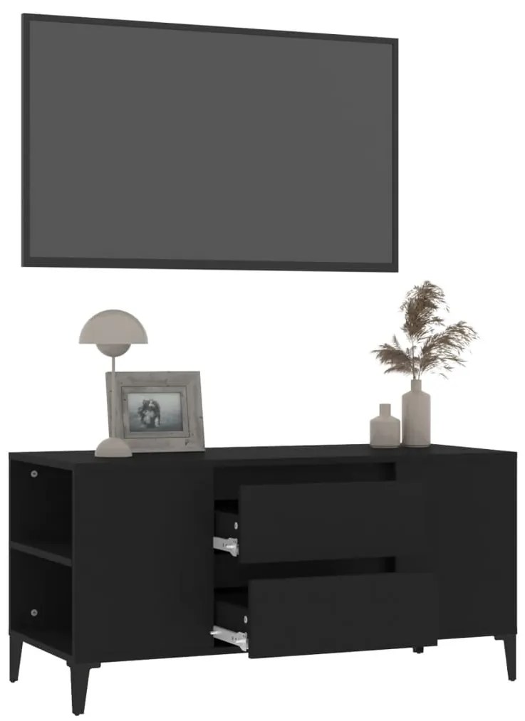 vidaXL Έπιπλο Τηλεόρασης Μαύρο 102x44,5x50 εκ. Επεξεργασμένο Ξύλο