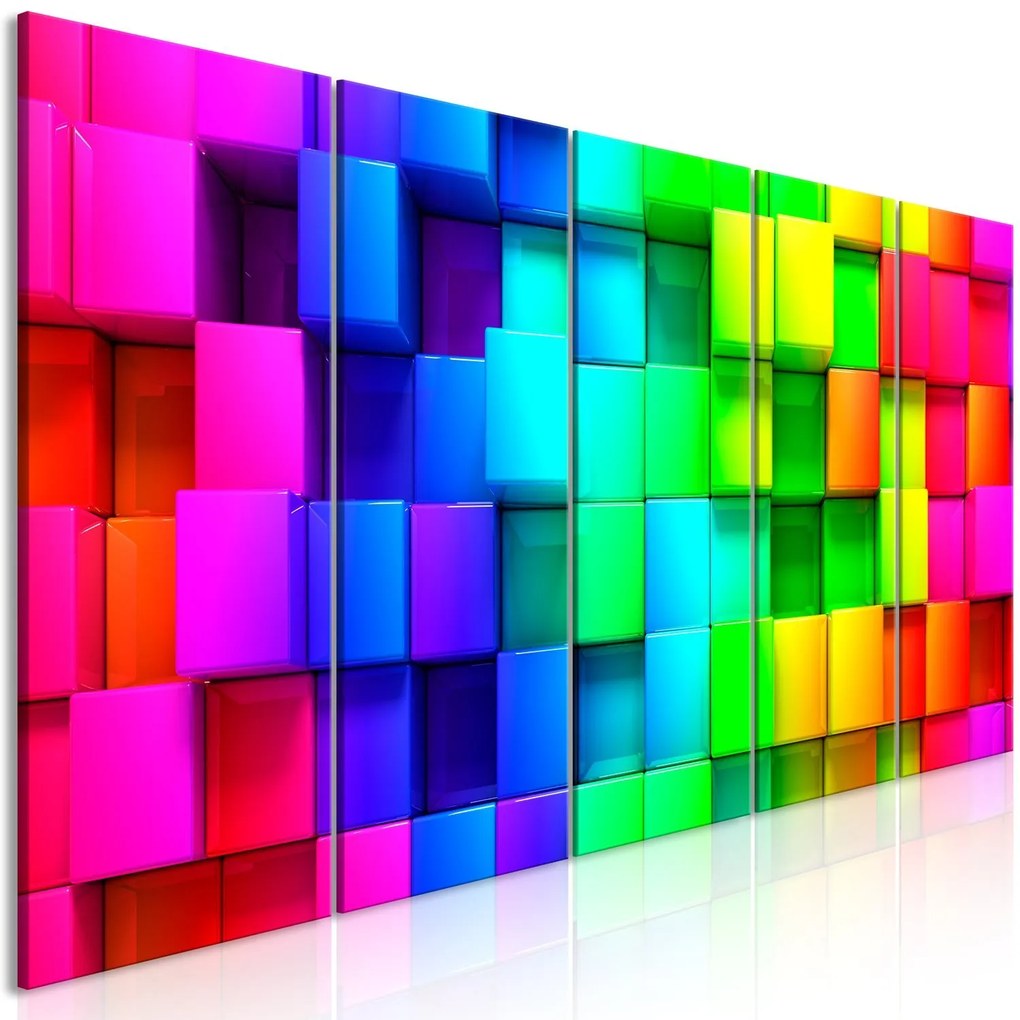 Πίνακας - Colourful Cubes (5 Parts) Narrow 225x90