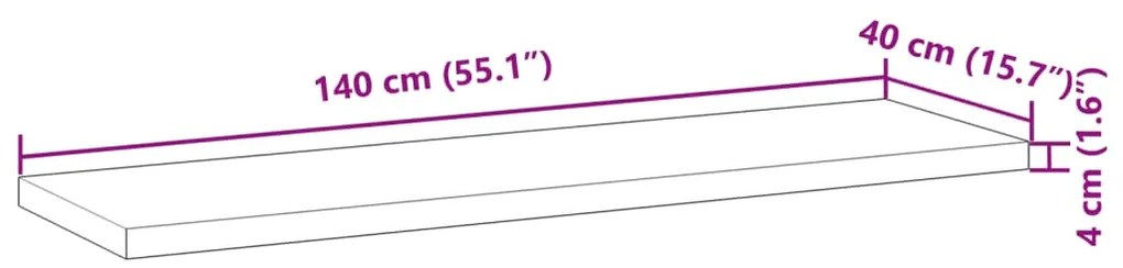 Ράφι Κρεμαστό 140x40x4 εκ. Φινίρισμα Λαδιού Μασίφ Ακακία - Καφέ