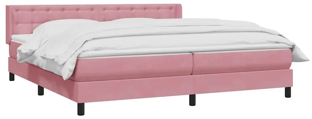 Box Spring κρεβάτι με στρώμα ροζ 180x220 cm Βελούδινο - Ροζ