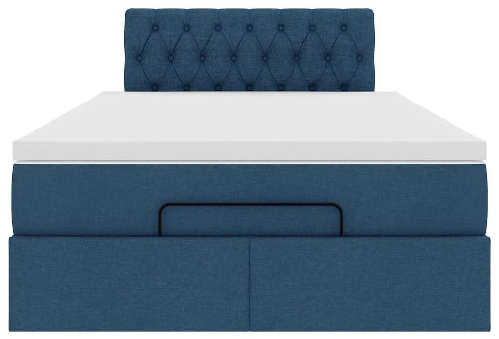 vidaXL Οθωμανικό κρεβάτι με στρώμα μπλε 120x200cm ύφασμα