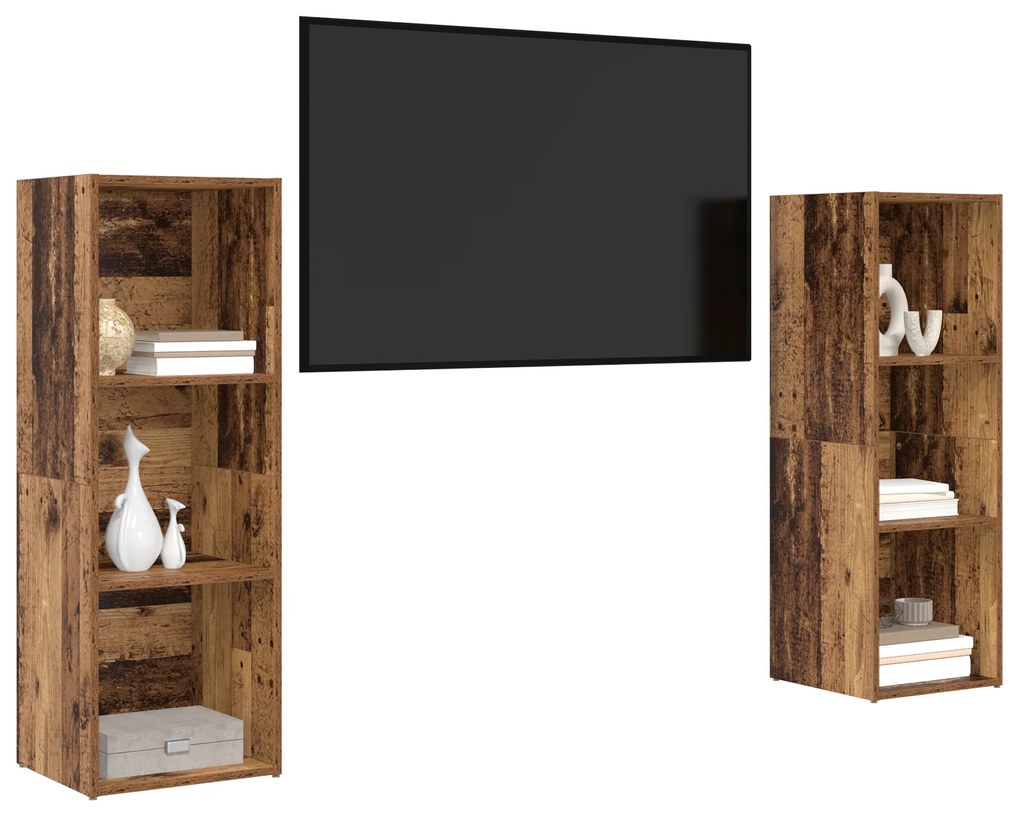 vidaXL Σετ επίπλου τηλεόρασης 2 pcs Παλαιό ξύλο 107 x 35 x 37 cm